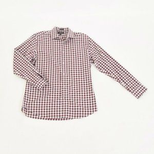 Banana Republic Red Plaid Non-Iron Stretch Cotton "Camden" Button-Down